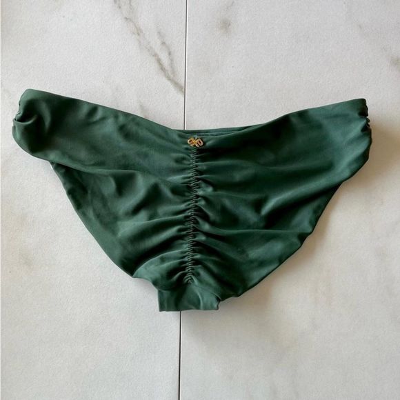 New PilyQ Anthropologie Greene envy ruched Teeny bikini bottom - Picture 1 of 4